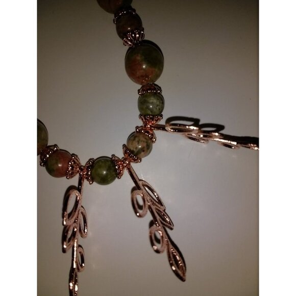 Handmade Unakite Necklace 20" - Picture 4 of 5